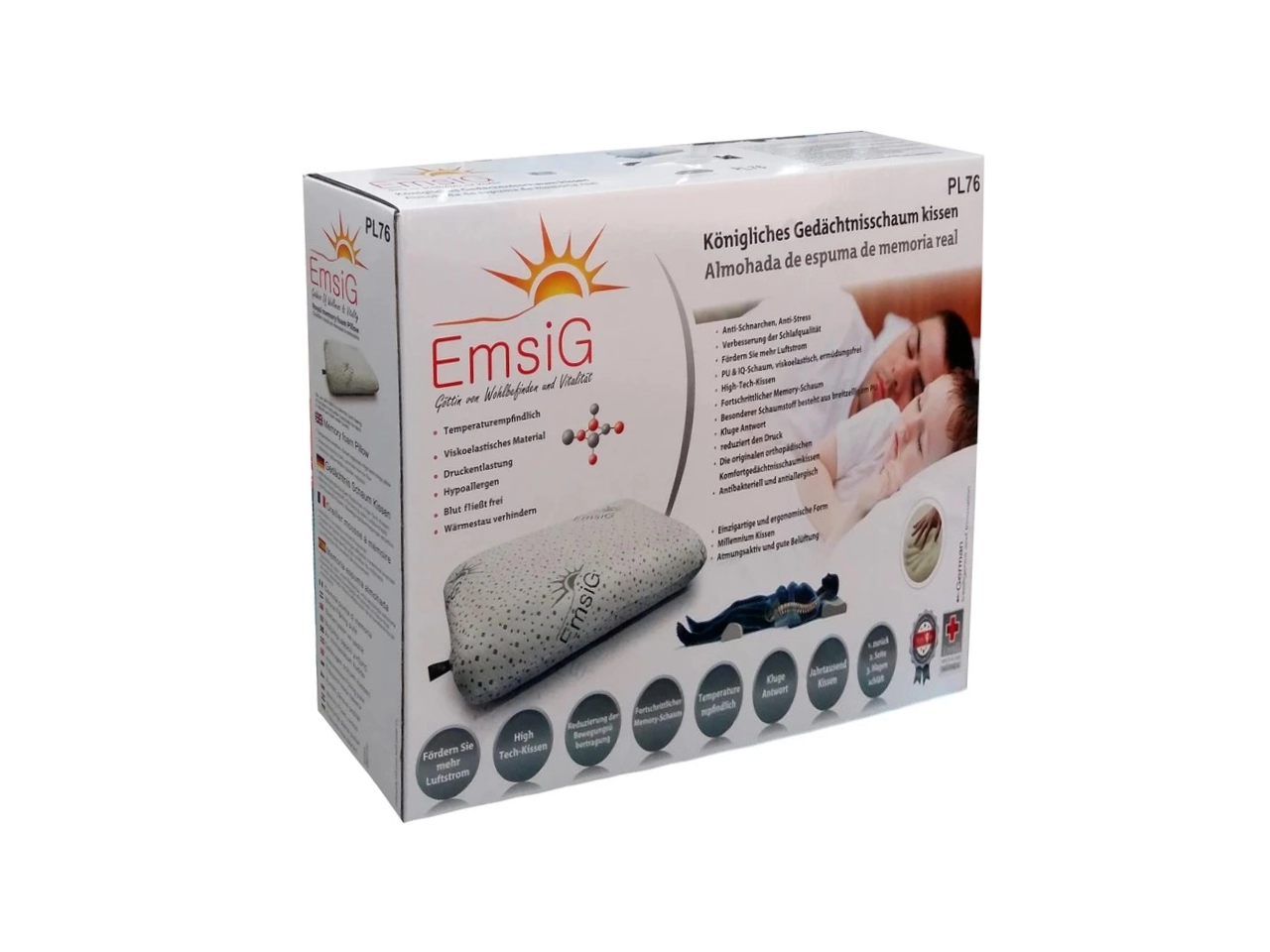 بالش طبی مموری فوم EmsiG مدل PL76